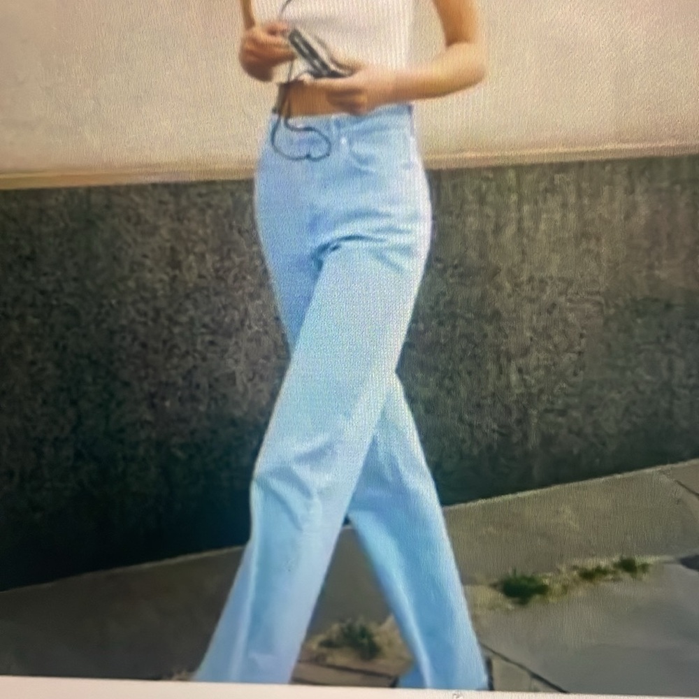 Zara high waist, wide leg,  jeans in SKY BLUE